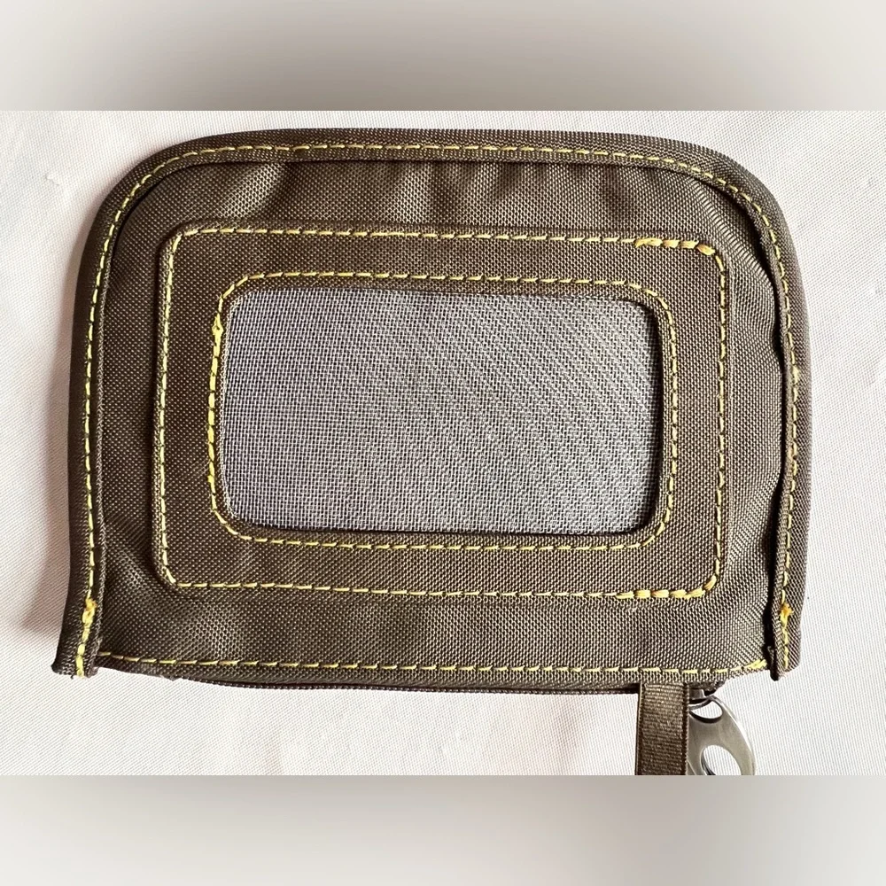Mosey Life Wristlet Wallet Card Holder khaki color yellow embroidery logo nWOT